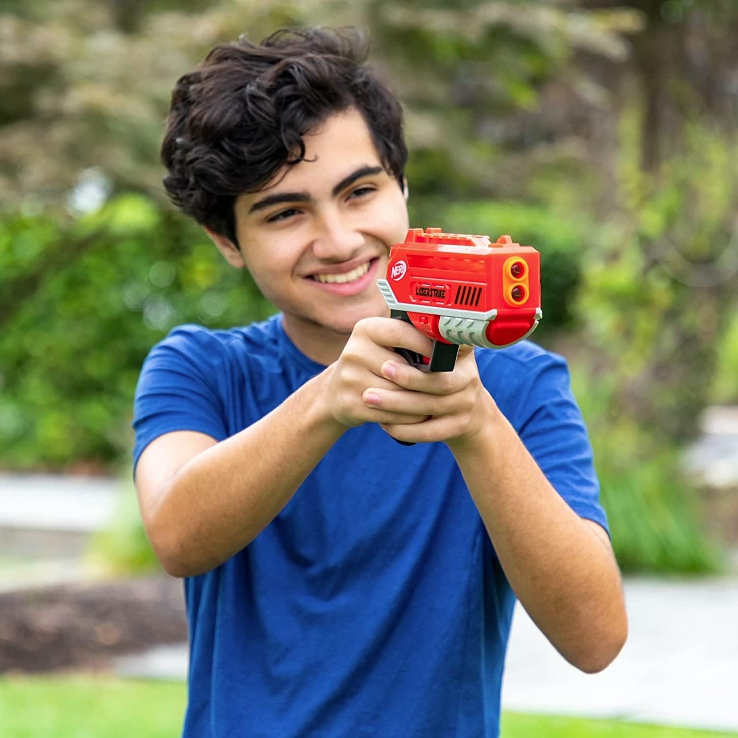 image:imageNERF Laser Strike 4 Player Laser Tag Game Pack Complete with 4 300ft Range Blasters amp 4 Holsters  Indoor or Outdoor Play Arcade Games Toys for Kids amp Family