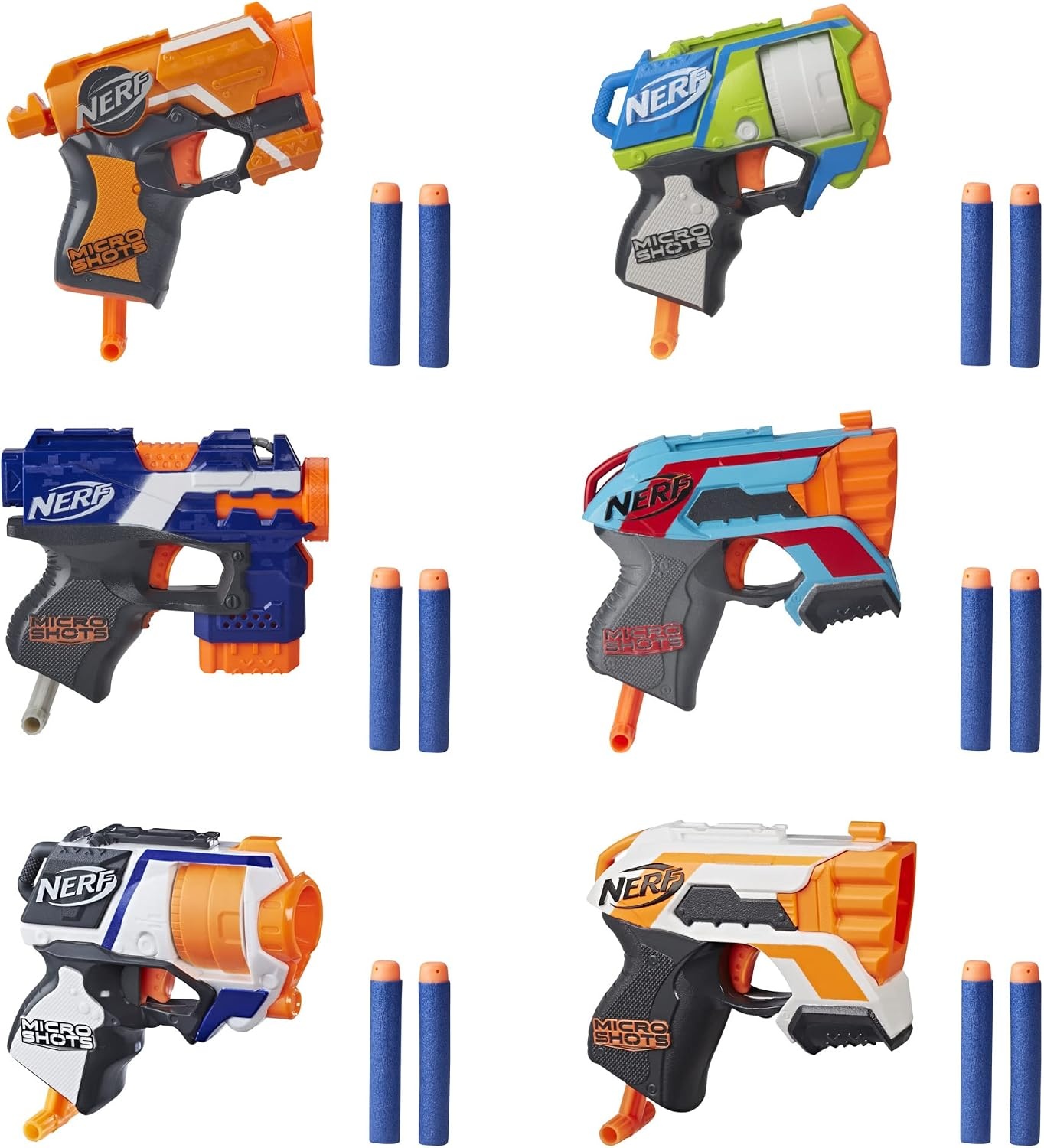 image:imageNERF MicroShots 6Blaster Bundle 6 Mini DartFiring Elite Blasters and 6 Official Elite Darts Kids Teens Adults Amazon Exclusive 173 x 165 x 1098 inches