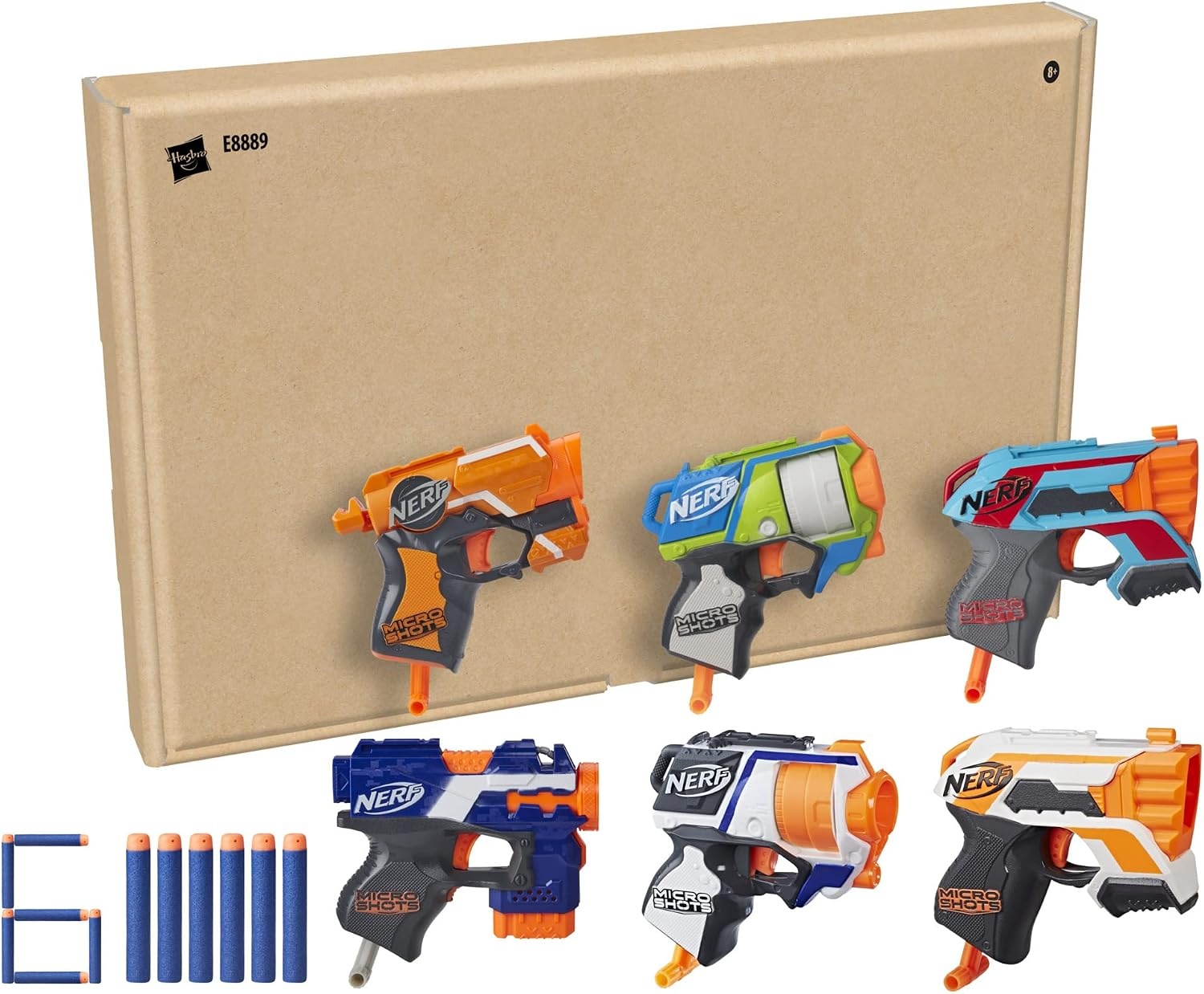 image:imageNERF MicroShots 6Blaster Bundle 6 Mini DartFiring Elite Blasters and 6 Official Elite Darts Kids Teens Adults Amazon Exclusive 173 x 165 x 1098 inches