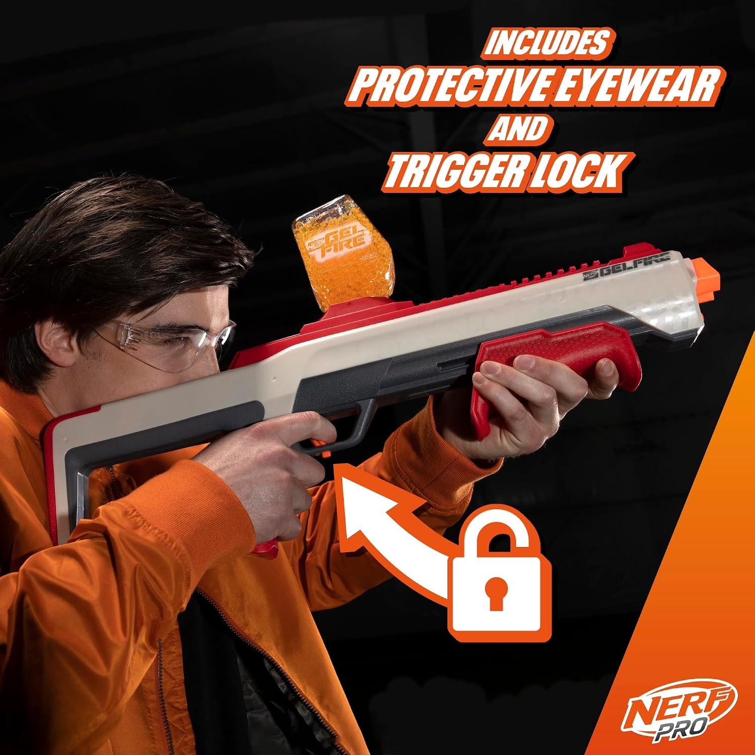 image:imageNERF Pro Gelfire Raid Blaster Fire 5 Rounds at Once 10000 Gel Rounds 800 Round Hopper Eyewear Toys for Teens Ages 14 amp Up
