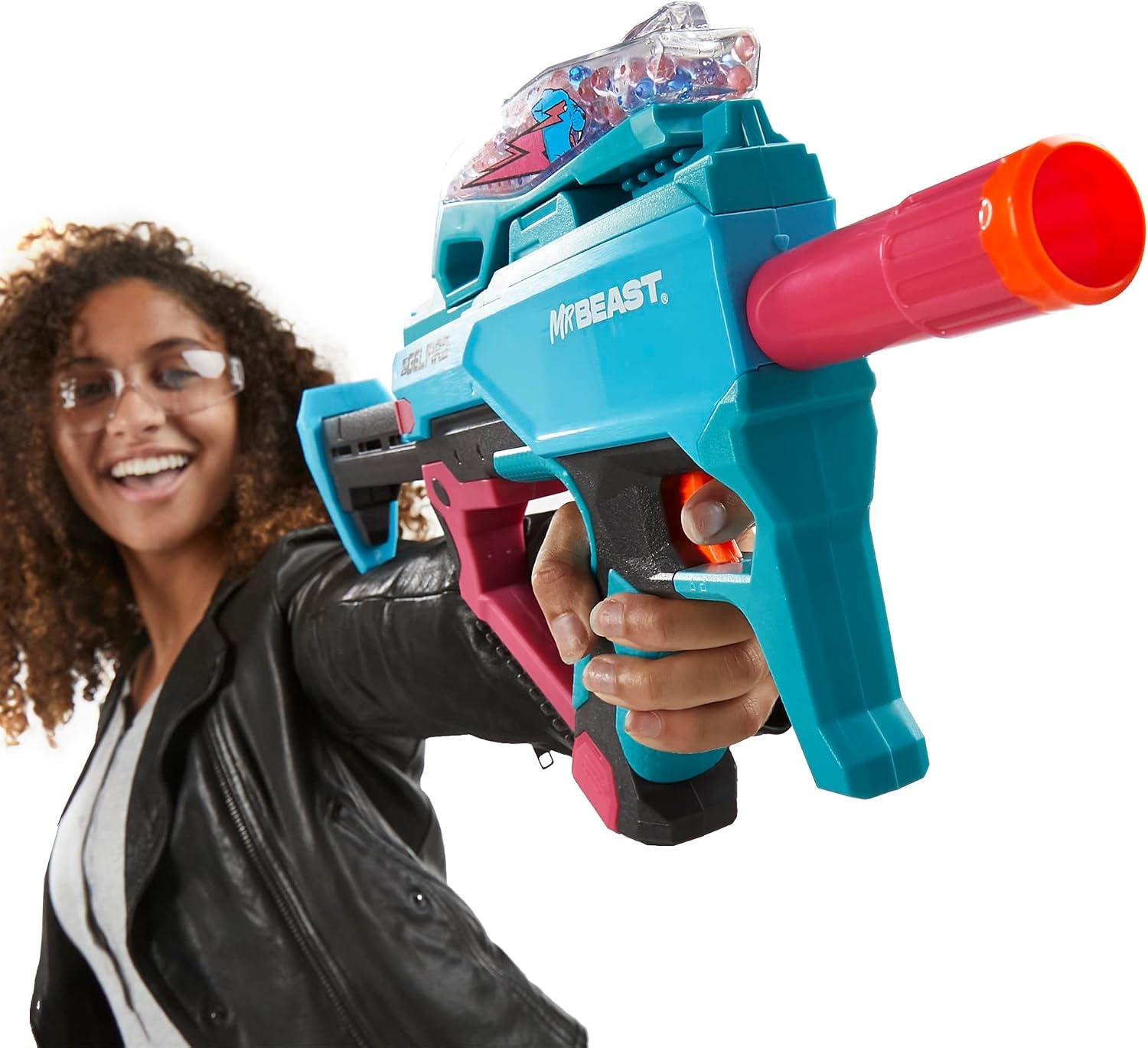 image:imageNERF Pro Gelfire X MrBeast Full Auto Blaster amp 20000 Gelfire Rounds 300 Round Hopper Rechargeable Battery Eyewear Ages 14 amp Up