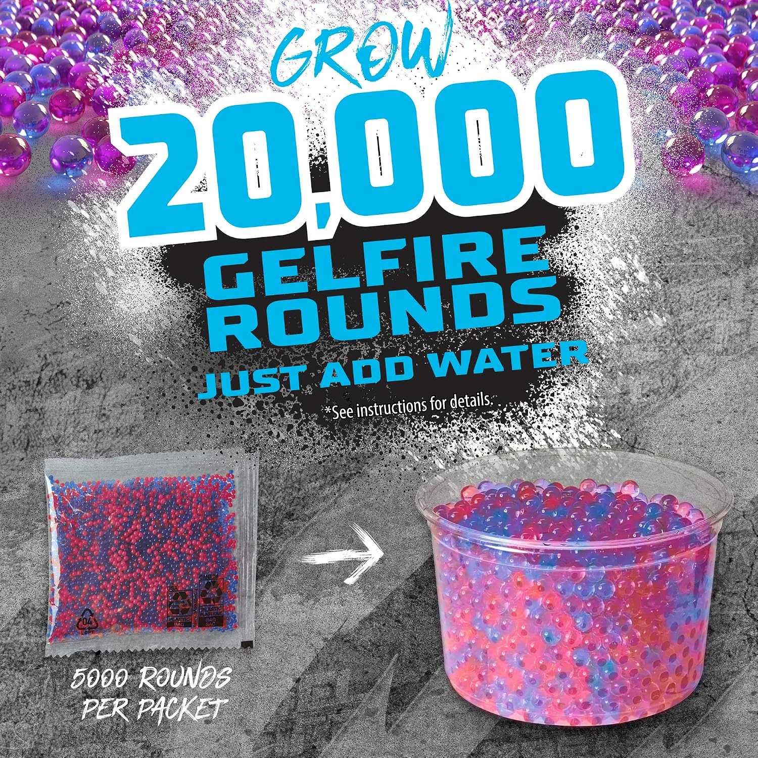 image:imageNERF Pro Gelfire X MrBeast Full Auto Blaster amp 20000 Gelfire Rounds 300 Round Hopper Rechargeable Battery Eyewear Ages 14 amp Up