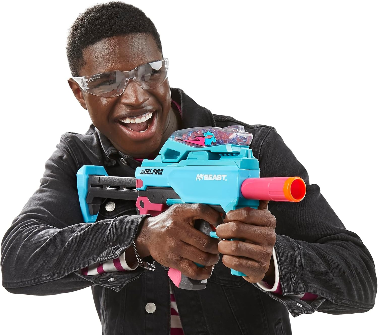 image:imageNERF Pro Gelfire X MrBeast Full Auto Blaster amp 20000 Gelfire Rounds 300 Round Hopper Rechargeable Battery Eyewear Ages 14 amp Up