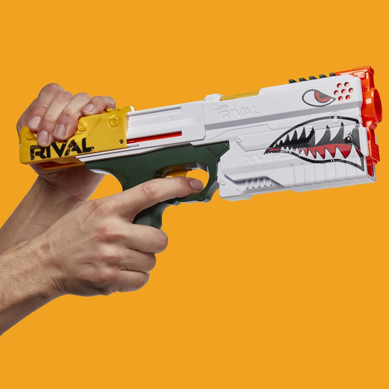 image:imageNERF Rival Kronos XVIII500 Blaster BreechLoad 5 Nerf Rival Rounds Spring Action 90 FPS Velocity White Color Design Ages 14 Amazon ExclusiveWhite