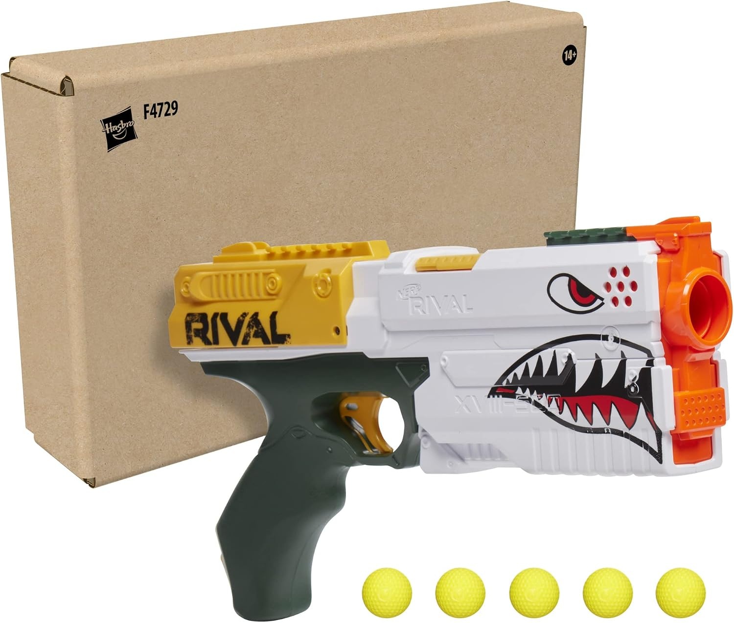 image:imageNERF Rival Kronos XVIII500 Blaster BreechLoad 5 Nerf Rival Rounds Spring Action 90 FPS Velocity White Color Design Ages 14 Amazon ExclusiveWhite