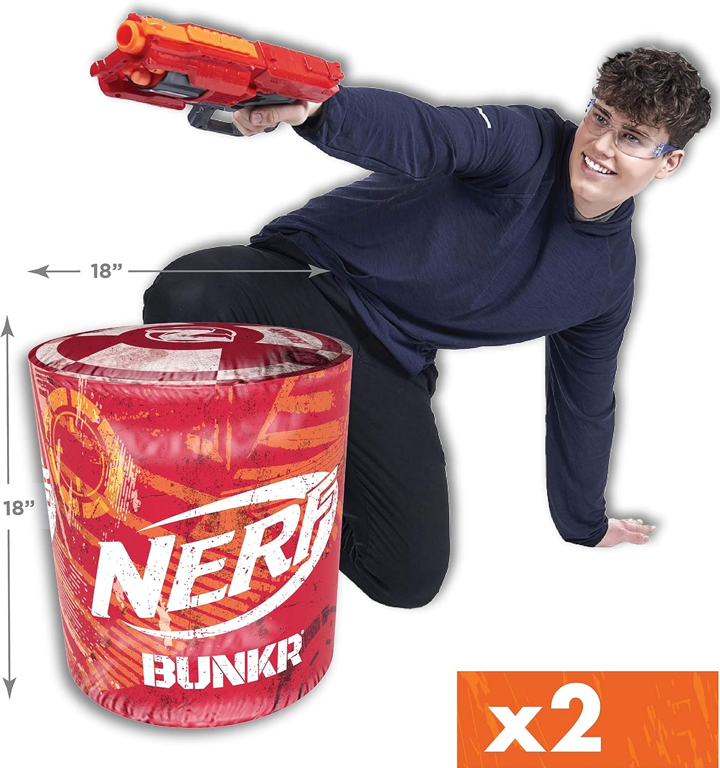 image:imageNerf Bunkr Battle Stackers Inflatable BattleZone Shield Bunker Barricade Crates and Barrels Perfect for NERF War Pack of 4