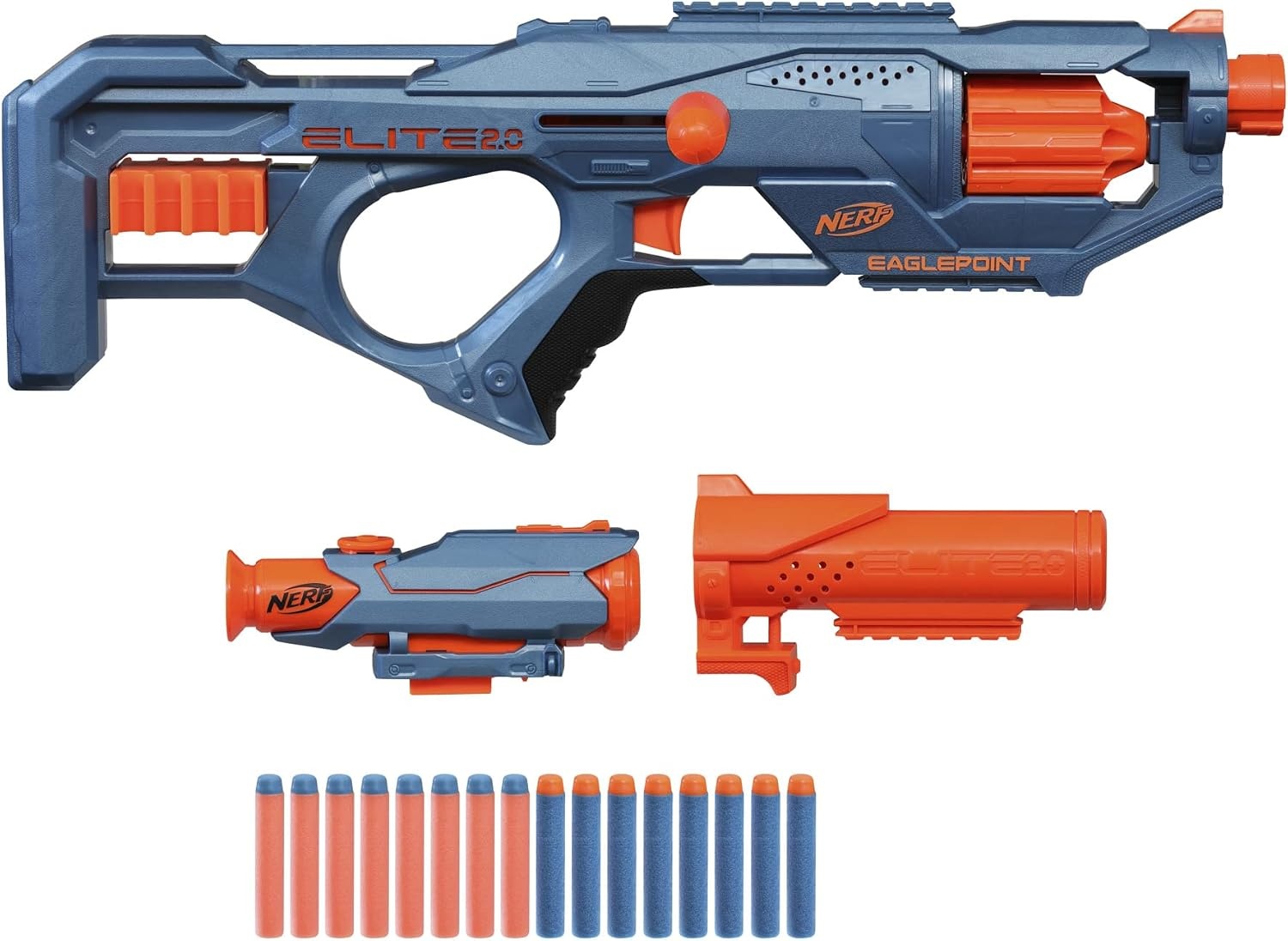 image:imageNerf Elite 20 Eaglepoint RD8 Blaster 8Dart Drum Detachable Scope and Barrel 16 Official Elite Darts Bolt ActionFrustrationFree Packaging