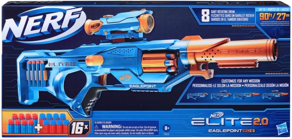 image:imageNerf Elite 20 Eaglepoint RD8 Blaster 8Dart Drum Detachable Scope and Barrel 16 Official Elite Darts Bolt ActionStandard Packaging