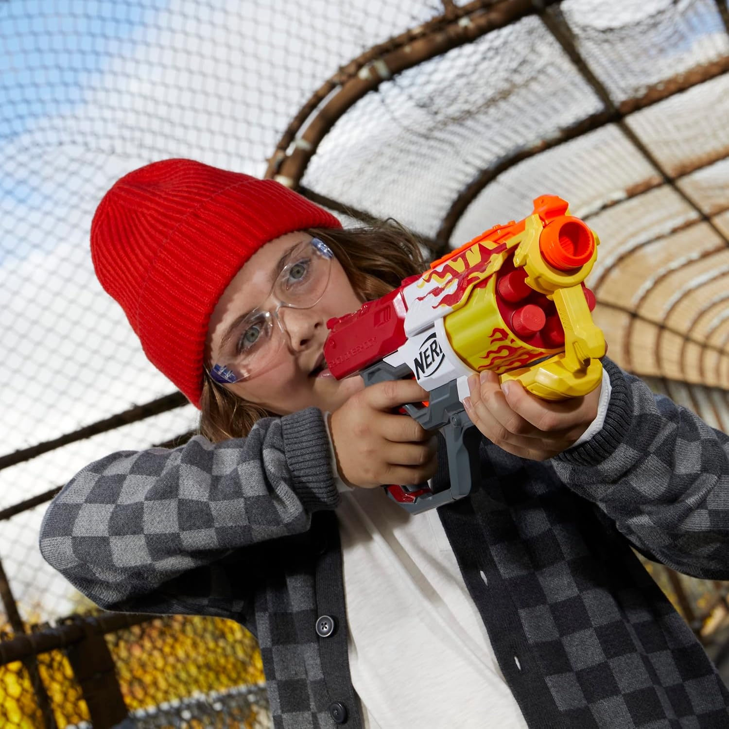 image:imageNerf Mega CycloneShock Toy Blaster Hotrod Color Style 6Dart Drum 6 AccuStrike Mega Darts Easy Priming Amazon ExclusiveHotrod
