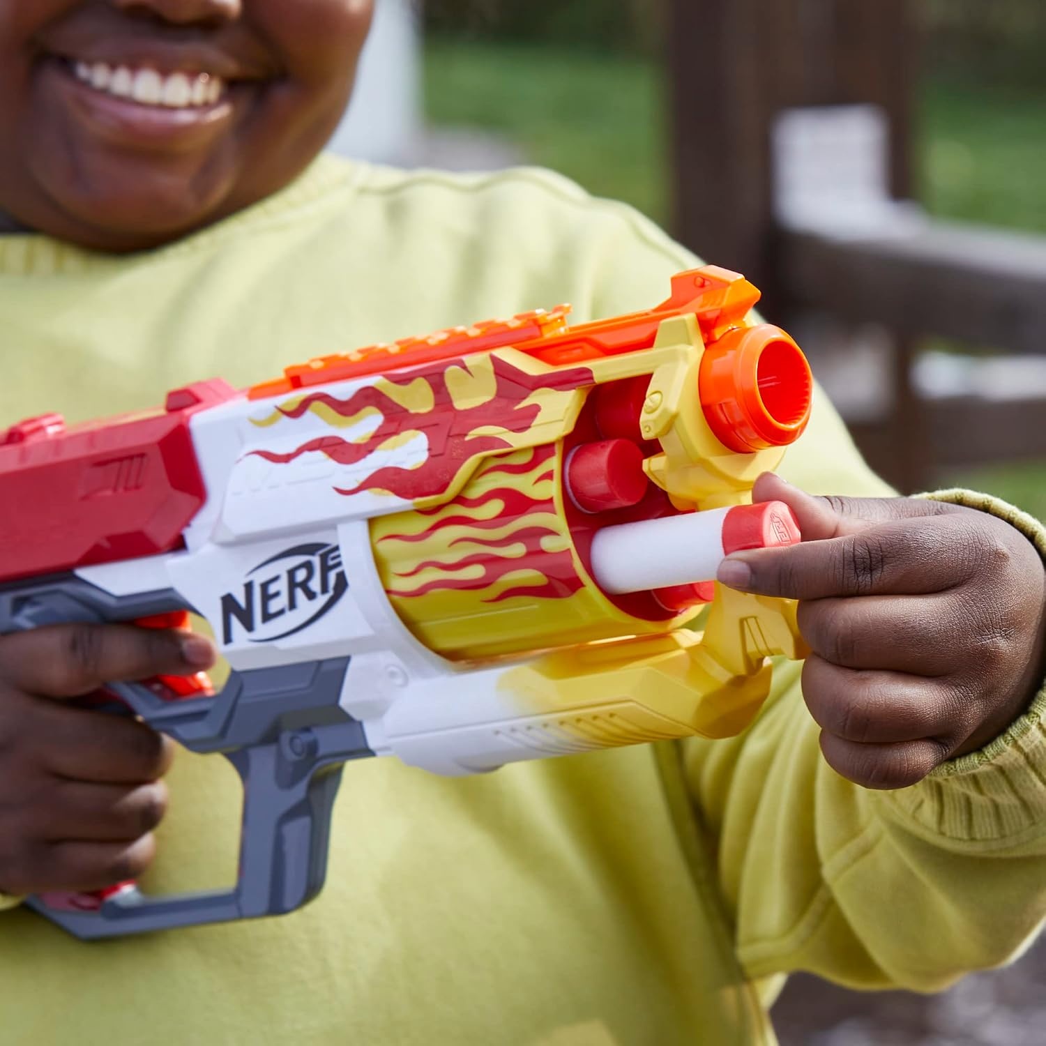 image:imageNerf Mega CycloneShock Toy Blaster Hotrod Color Style 6Dart Drum 6 AccuStrike Mega Darts Easy Priming Amazon ExclusiveHotrod