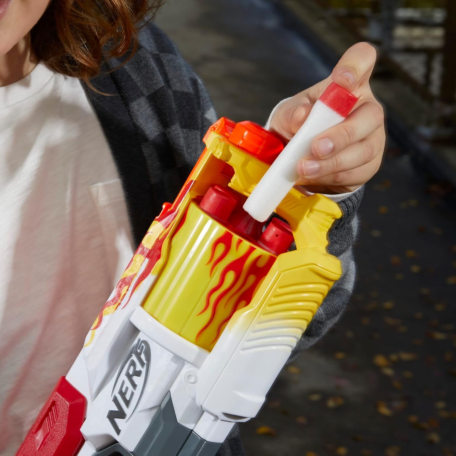 image:imageNerf Mega CycloneShock Toy Blaster Hotrod Color Style 6Dart Drum 6 AccuStrike Mega Darts Easy Priming Amazon ExclusiveHotrod