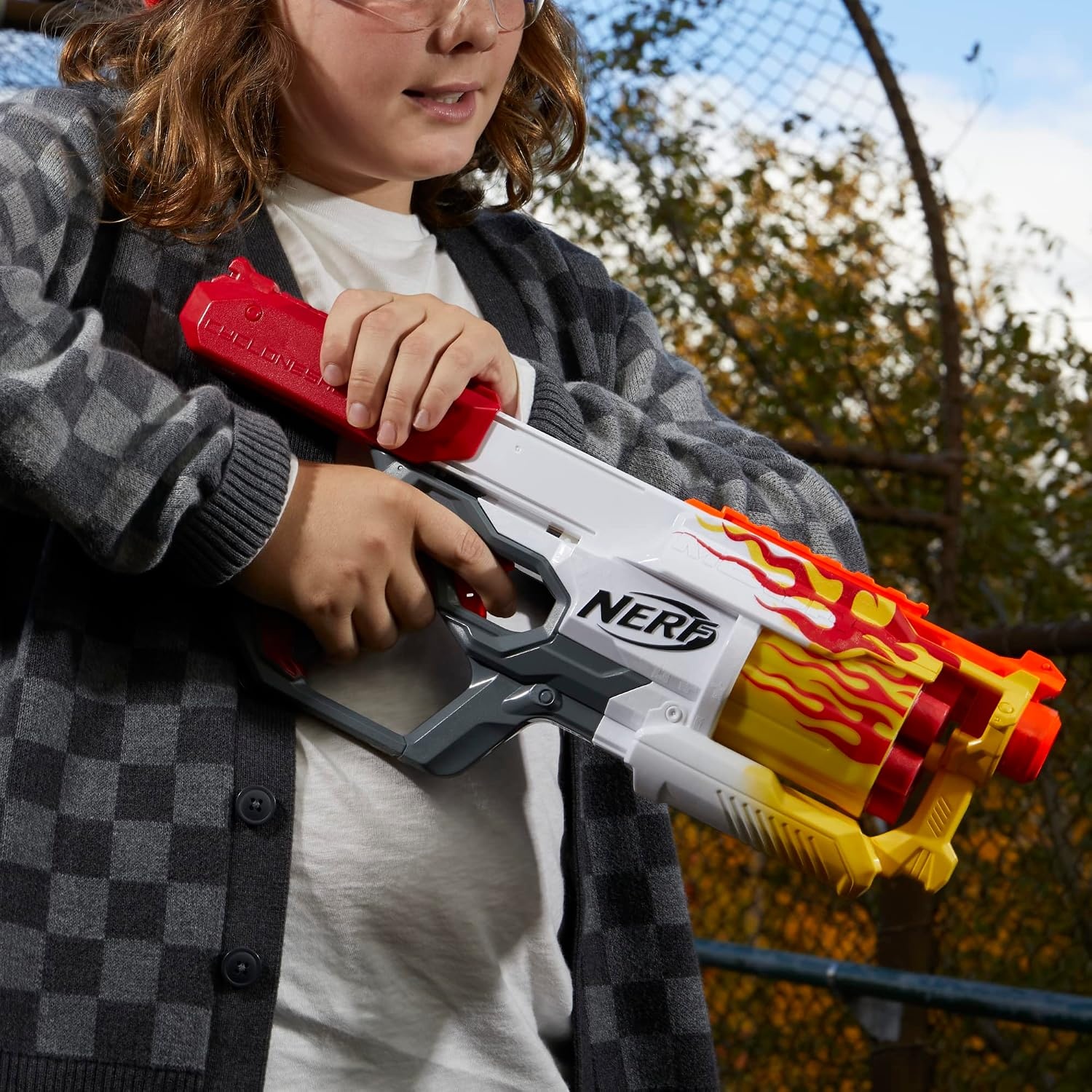 image:imageNerf Mega CycloneShock Toy Blaster Hotrod Color Style 6Dart Drum 6 AccuStrike Mega Darts Easy Priming Amazon ExclusiveHotrod