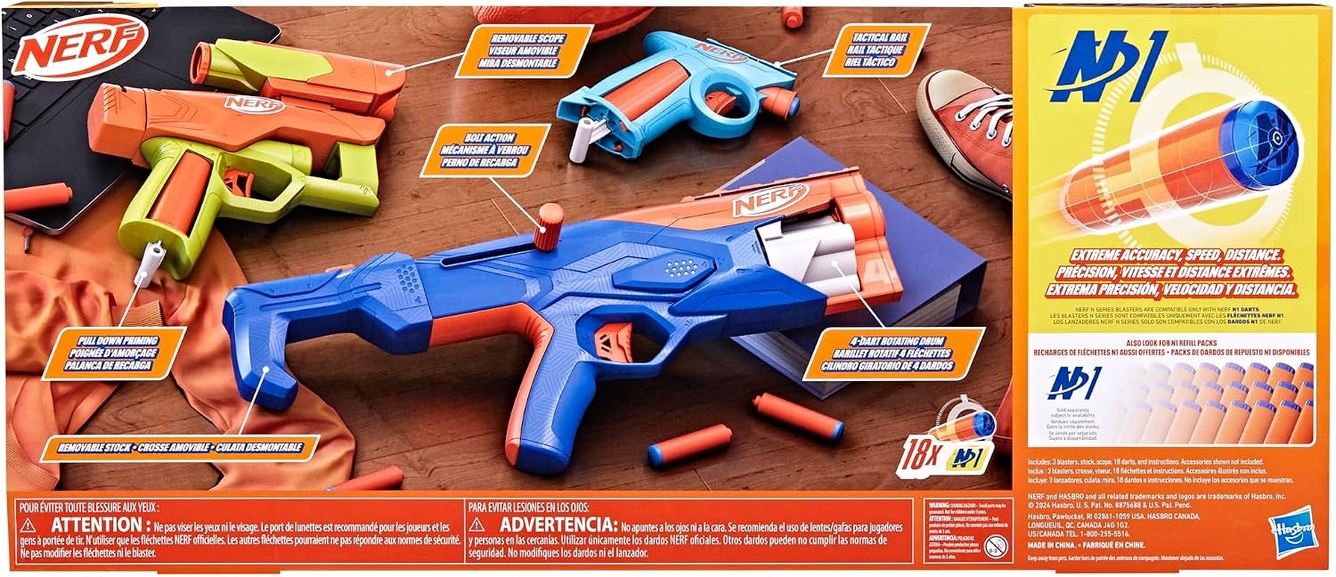 image:imageNerf N Series Gear Up Pack 3X Blasters 18 Nerf N1 Darts Kids Gifts Outdoor Games Ages 8