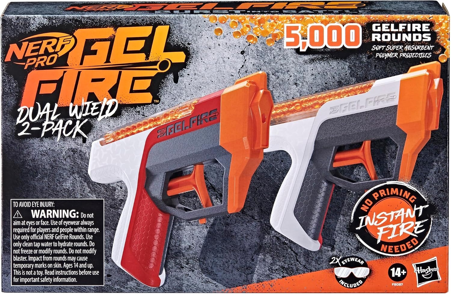 image:imageNerf Pro Gelfire Dual Wield Pack 2 Blasters NoPrime Firing 5000 Gelfire Rounds 2X 100 Round Integrated Hoppers 2 Eyewear Ages 14 amp Up