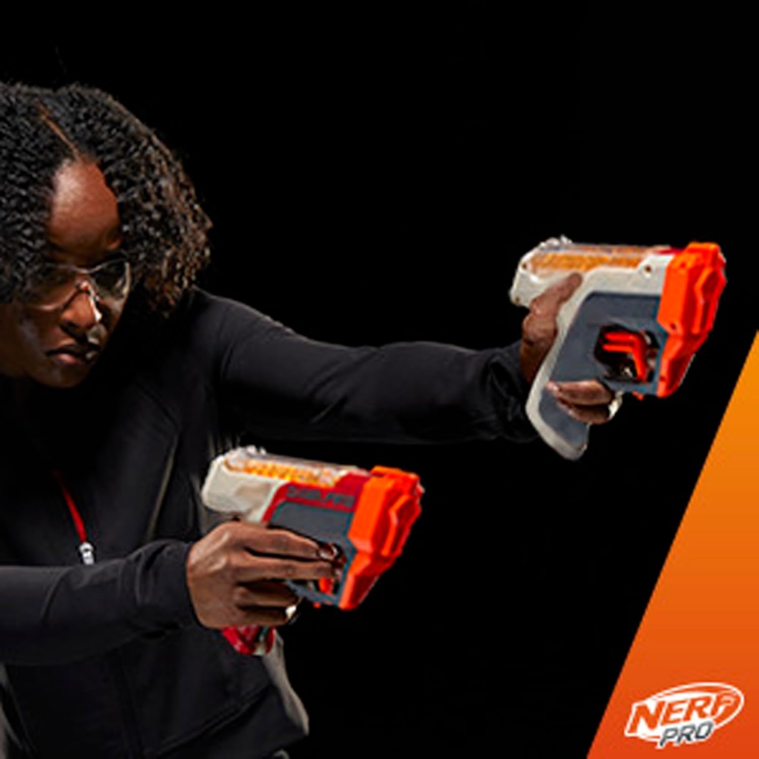 image:imageNerf Pro Gelfire Dual Wield Pack 2 Blasters NoPrime Firing 5000 Gelfire Rounds 2X 100 Round Integrated Hoppers 2 Eyewear Ages 14 amp Up