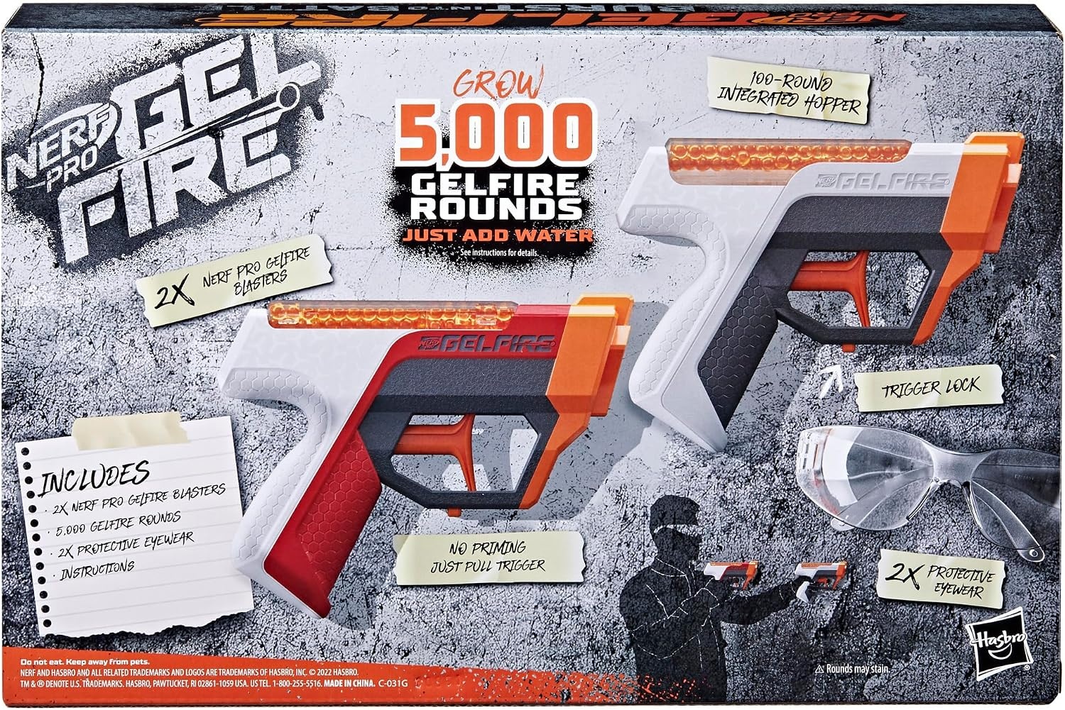 image:imageNerf Pro Gelfire Dual Wield Pack 2 Blasters NoPrime Firing 5000 Gelfire Rounds 2X 100 Round Integrated Hoppers 2 Eyewear Ages 14 amp Up