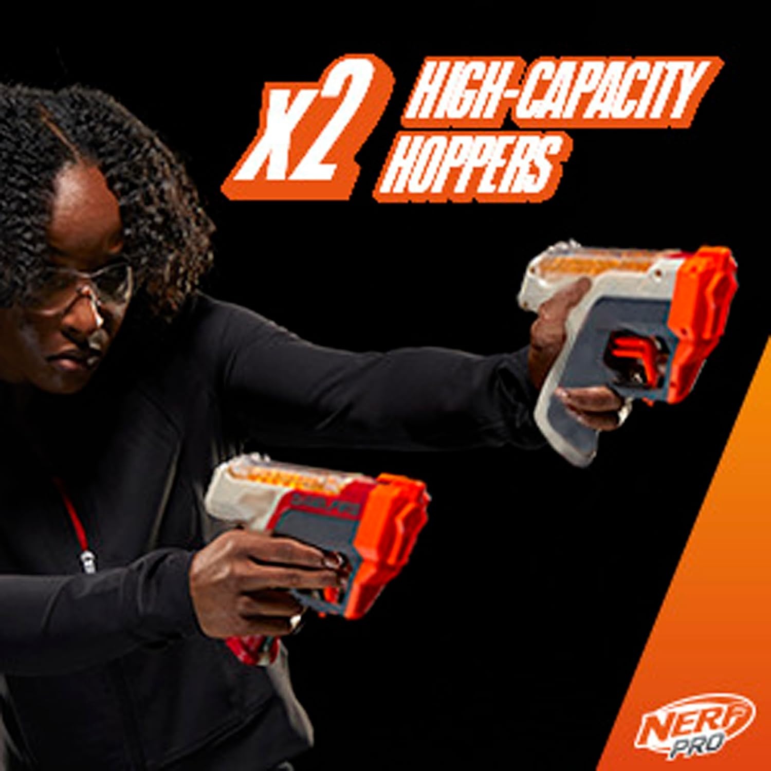 image:imageNerf Pro Gelfire Dual Wield Pack 2 Blasters NoPrime Firing 5000 Gelfire Rounds 2X 100 Round Integrated Hoppers 2 Eyewear Ages 14 amp Up