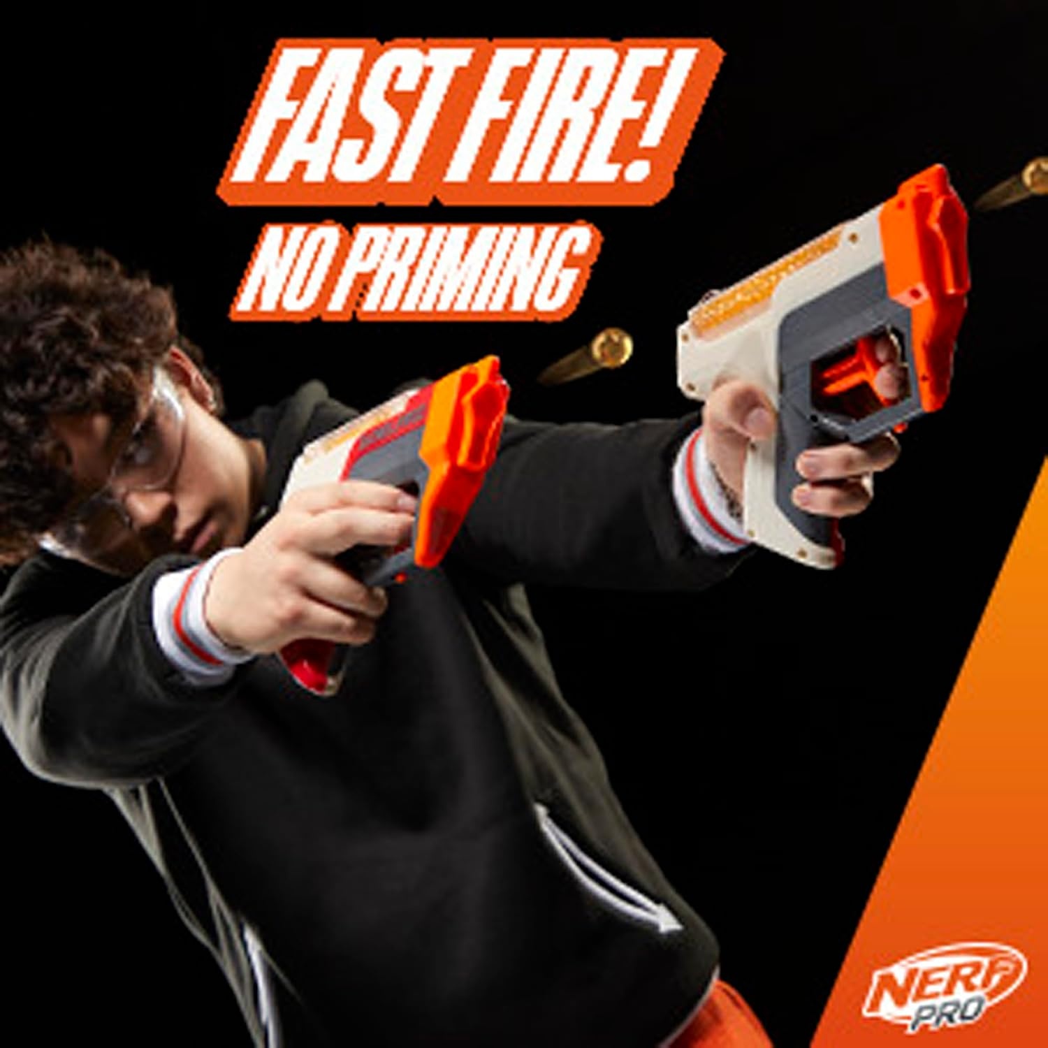 image:imageNerf Pro Gelfire Dual Wield Pack 2 Blasters NoPrime Firing 5000 Gelfire Rounds 2X 100 Round Integrated Hoppers 2 Eyewear Ages 14 amp Up
