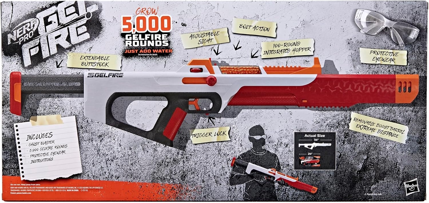 image:imageNerf Pro Gelfire Ghost Bolt Action Blaster Removable Boost Barrel 5000 Gel Rounds 100 Round Integrated Hopper Eyewear Ages 14 amp Up