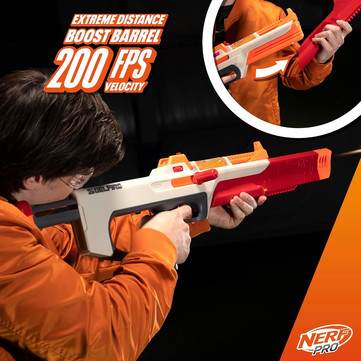 image:imageNerf Pro Gelfire Ghost Bolt Action Blaster Removable Boost Barrel 5000 Gel Rounds 100 Round Integrated Hopper Eyewear Ages 14 amp Up