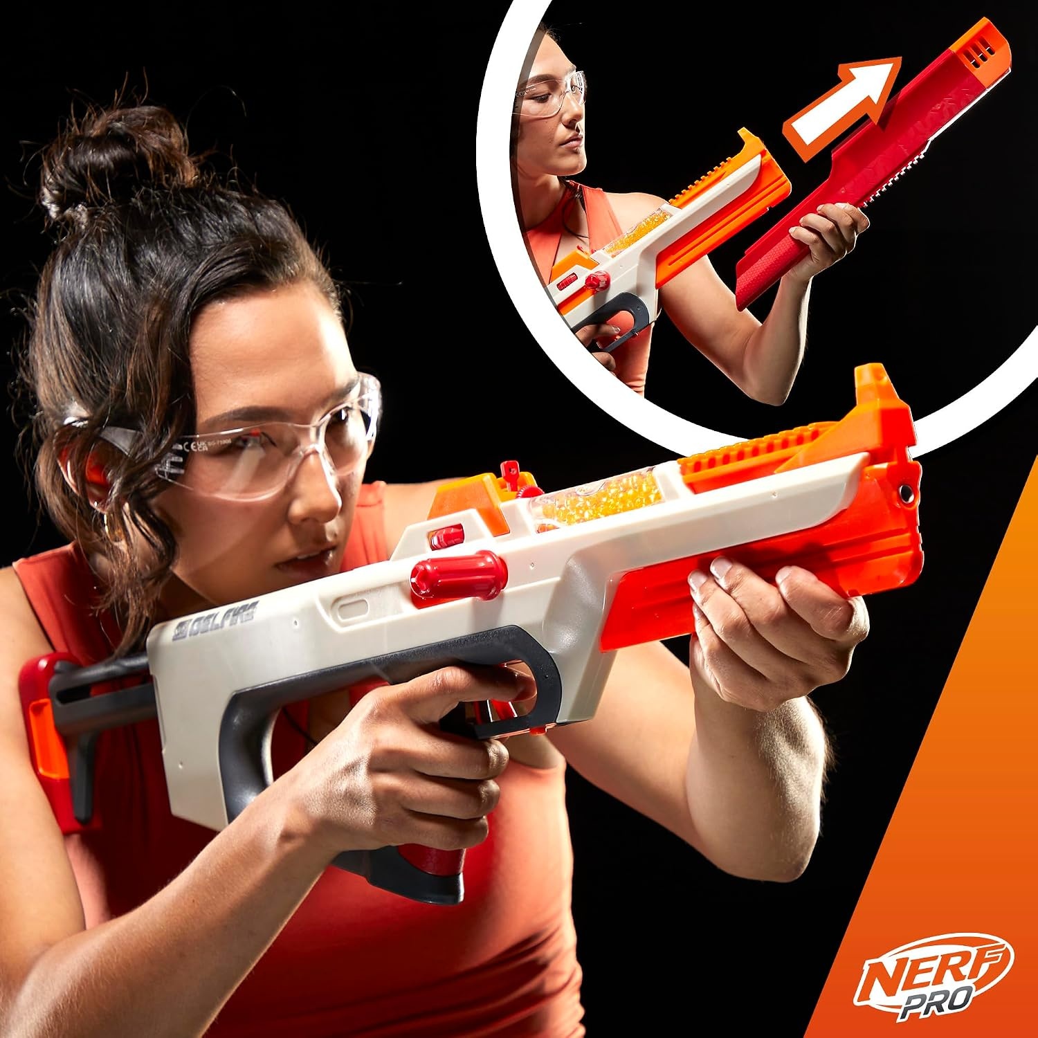 image:imageNerf Pro Gelfire Ghost Bolt Action Blaster Removable Boost Barrel 5000 Gel Rounds 100 Round Integrated Hopper Eyewear Ages 14 amp Up