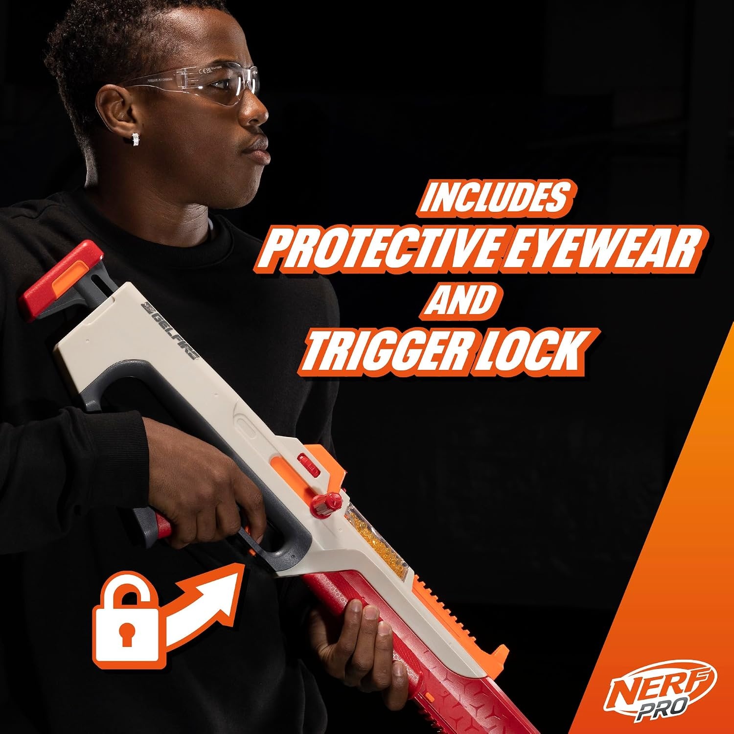 image:imageNerf Pro Gelfire Ghost Bolt Action Blaster Removable Boost Barrel 5000 Gel Rounds 100 Round Integrated Hopper Eyewear Ages 14 amp Up