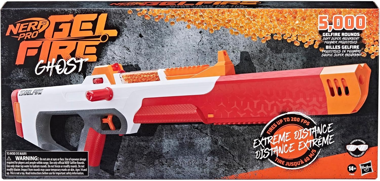 image:imageNerf Pro Gelfire Ghost Bolt Action Blaster Removable Boost Barrel 5000 Gel Rounds 100 Round Integrated Hopper Eyewear Ages 14 amp Up