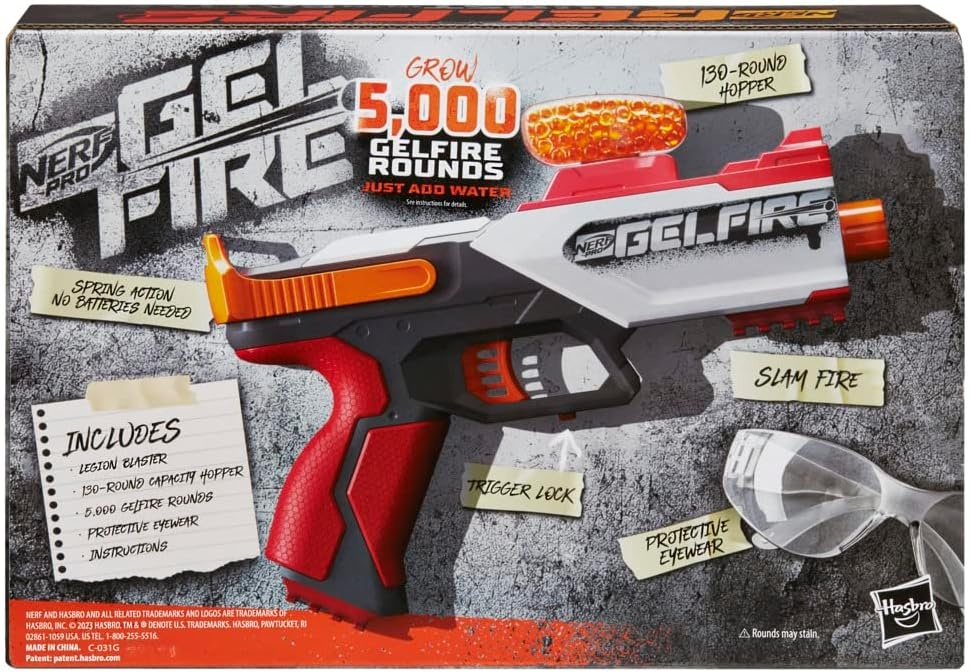 image:imageNerf Pro Gelfire Legion Spring Action Blaster 5000 Rounds 130 Hopper Protective Eyewear Slam Fire Ages 14 amp UpLarge