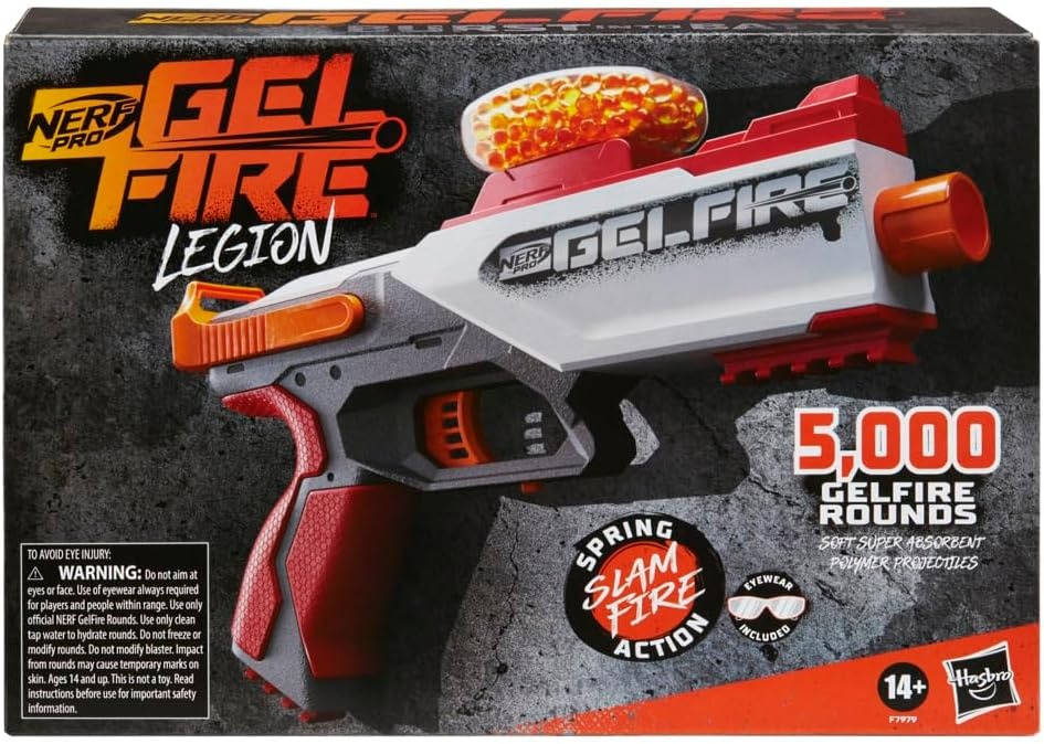 image:imageNerf Pro Gelfire Legion Spring Action Blaster 5000 Rounds 130 Hopper Protective Eyewear Slam Fire Ages 14 amp UpLarge