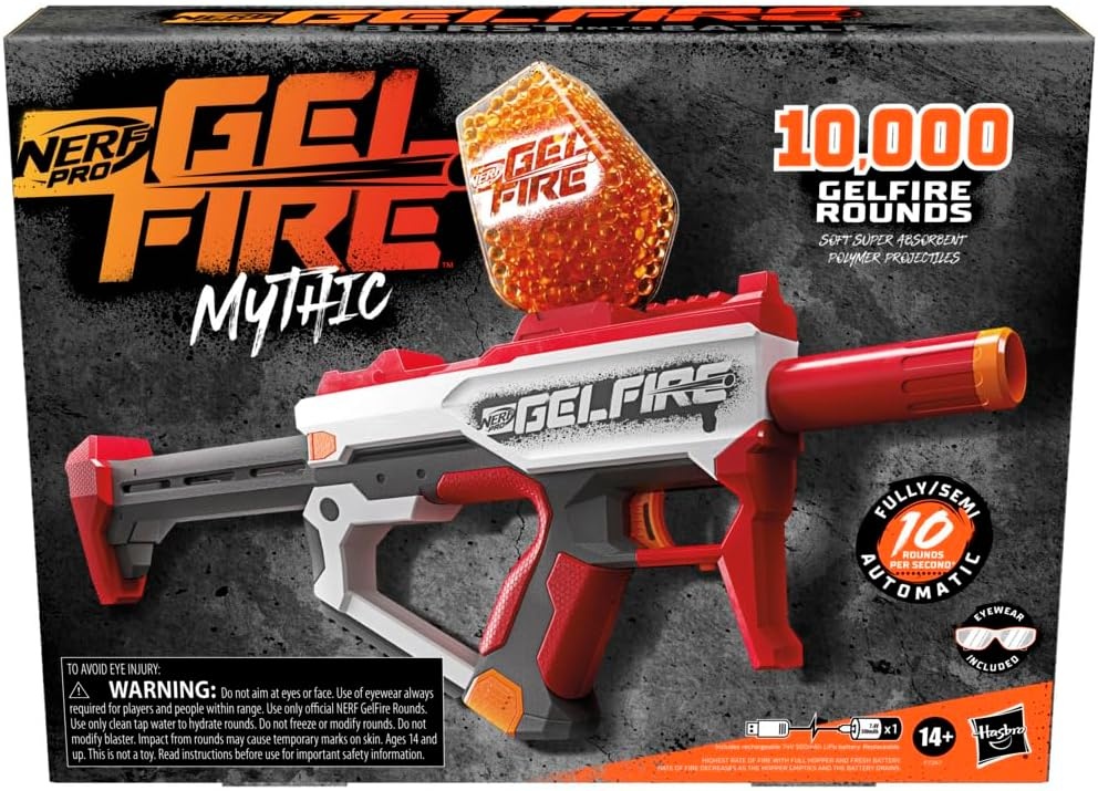 image:imageNerf Pro Gelfire Mythic Full Auto Blaster amp 10000 Gelfire Rounds 800 Round Hopper Rechargeable Battery Eyewear Ages 14 amp Up