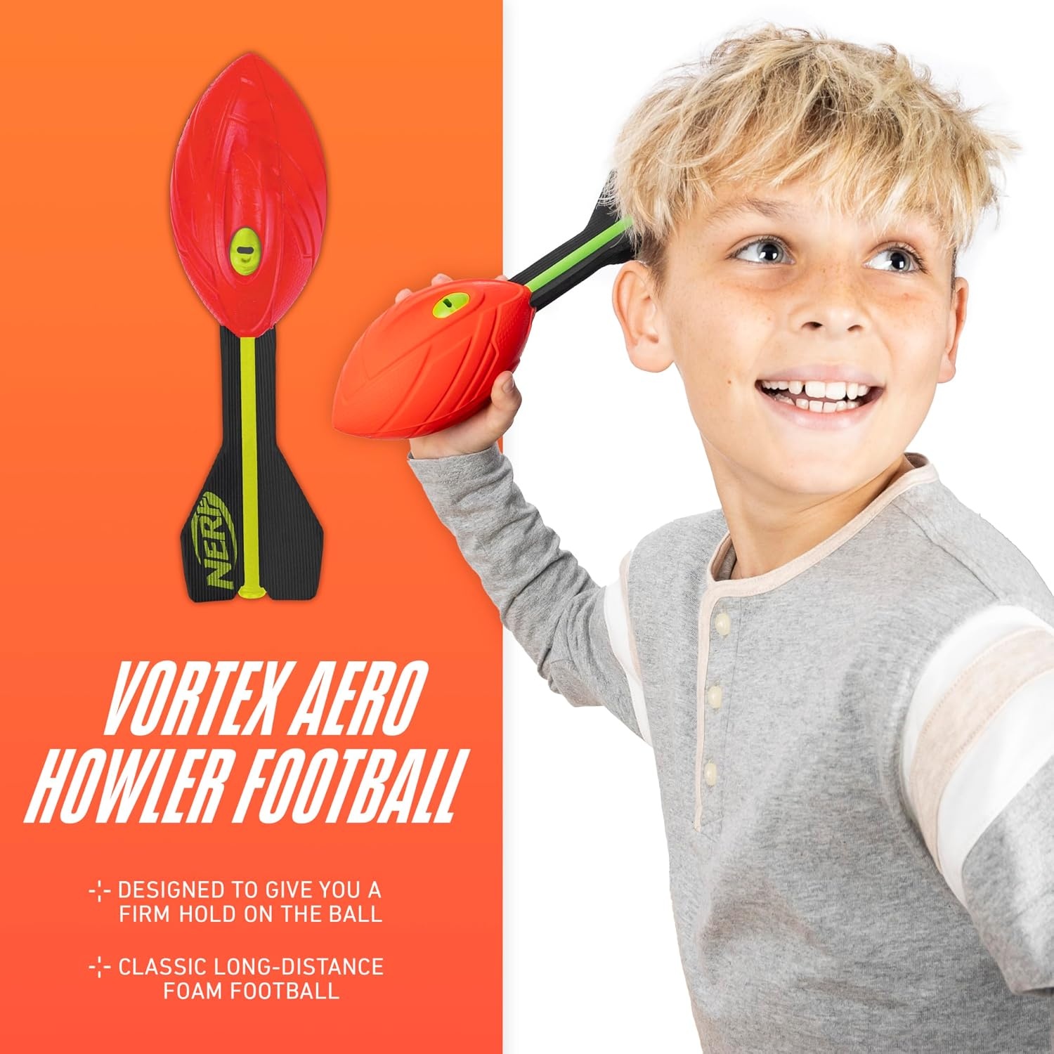 image:imageNerf Vortex Aero Howler Neon Foam Ball Classic LongDistance Football FlightOptimizing Tail Whistling Sound Indoor amp Outdoor Fun Amazon ExclusiveRed