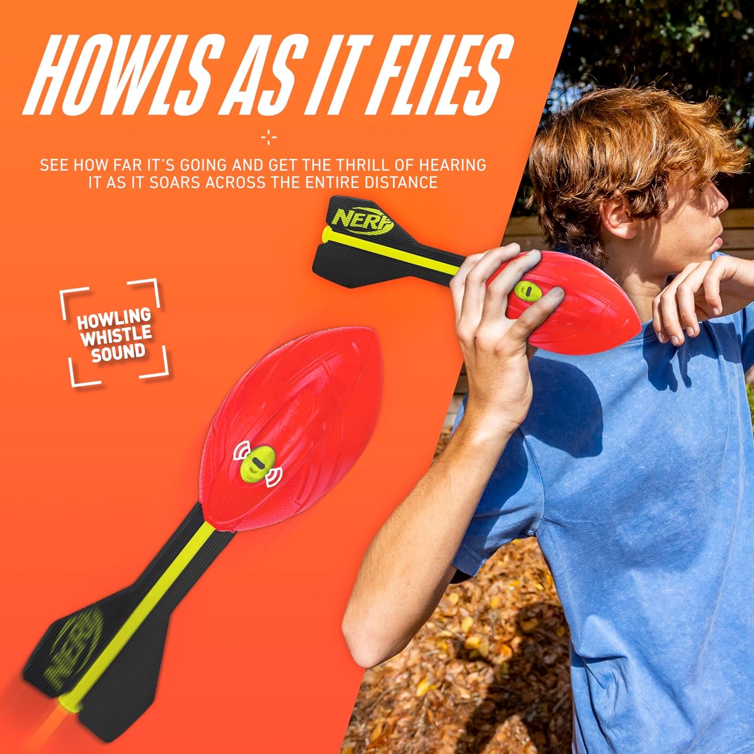 image:imageNerf Vortex Aero Howler Neon Foam Ball Classic LongDistance Football FlightOptimizing Tail Whistling Sound Indoor amp Outdoor Fun Amazon ExclusiveRed