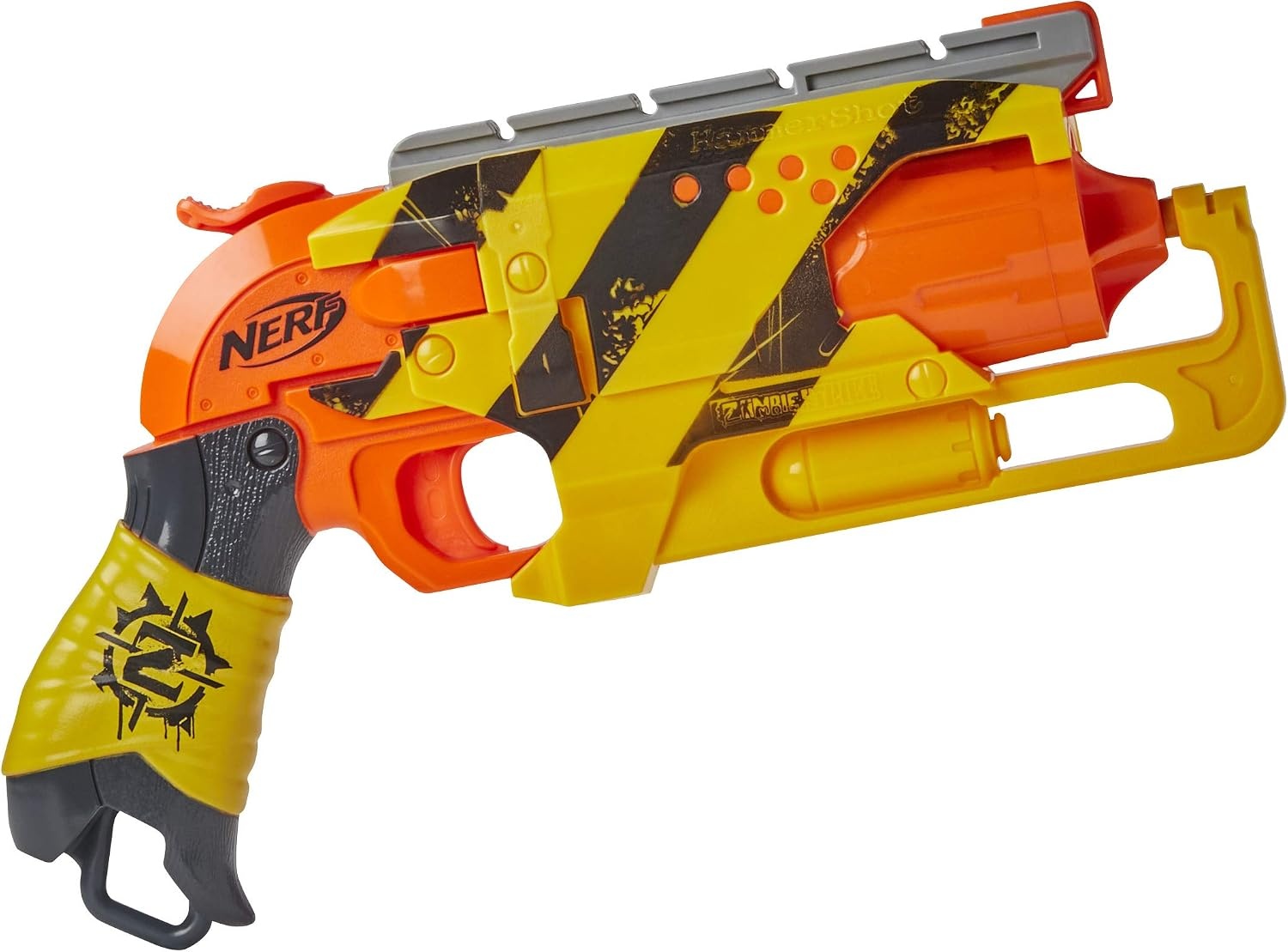 image:imageNerf Zombie Strike Hammershot Blaster PullBack HammerBlasting Action 5 Darts Amazon ExclusiveStripes