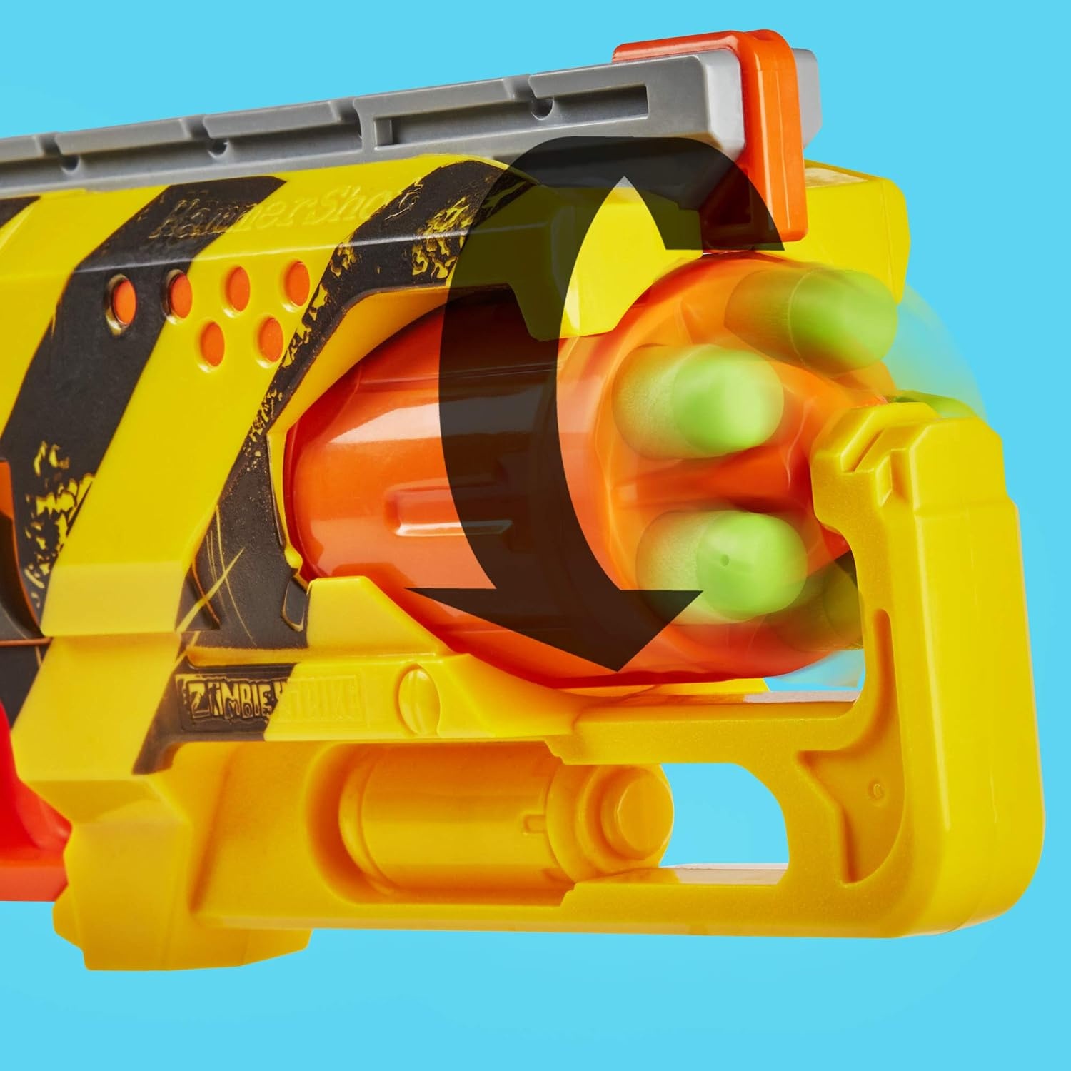 image:imageNerf Zombie Strike Hammershot Blaster PullBack HammerBlasting Action 5 Darts Amazon ExclusiveStripes