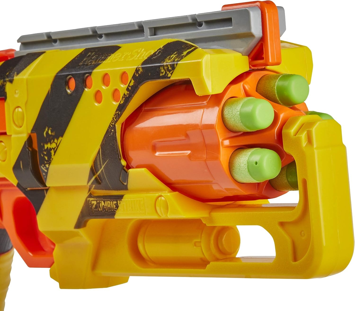 image:imageNerf Zombie Strike Hammershot Blaster PullBack HammerBlasting Action 5 Darts Amazon ExclusiveStripes
