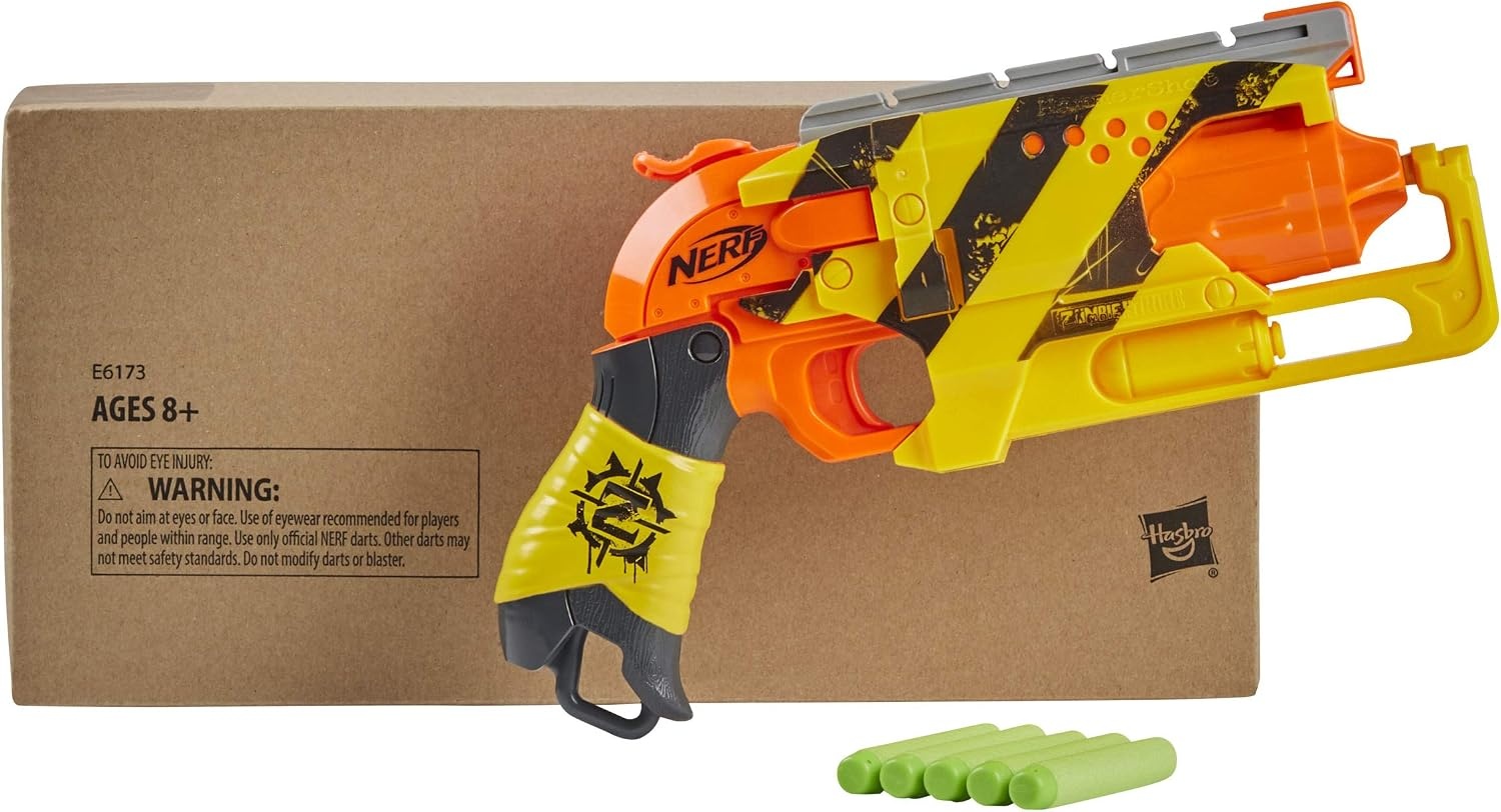 image:imageNerf Zombie Strike Hammershot Blaster PullBack HammerBlasting Action 5 Darts Amazon ExclusiveStripes