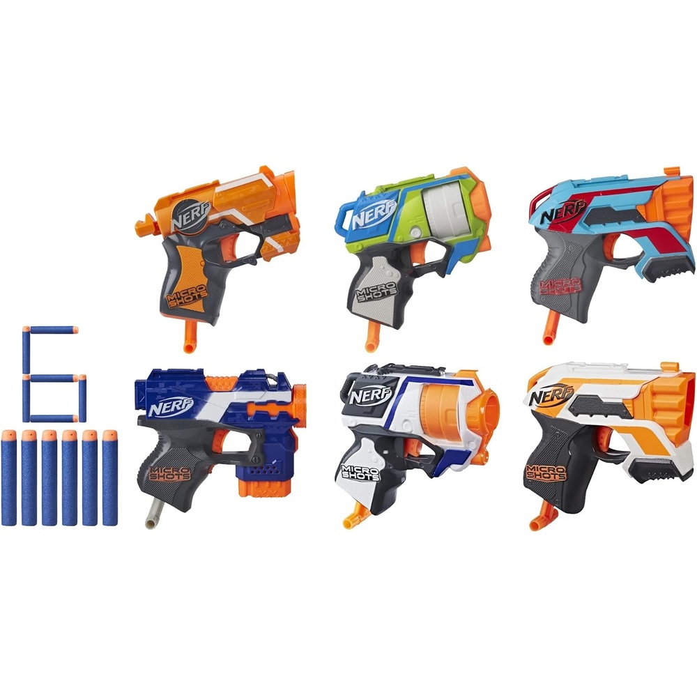 image:imageNERF MicroShots 6Blaster Bundle  6 Mini DartFiring Elite Blasters and 6 Official Elite Darts  Kids Teens Adults Amazon Exclusive 173 x 165 x 1098 inches