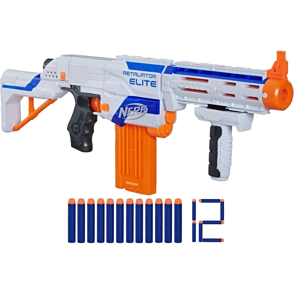 image:imageNERF NStrike Elite Retaliator Blaster Stock Grip Barrel 12Clip 12 Darts Outdoor Toys for Kids 8 Amazon Exclusive