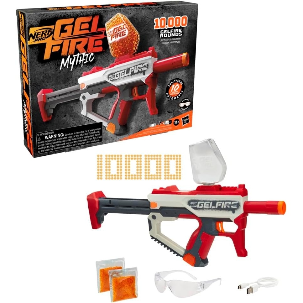 image:imageNerf Pro Gelfire Mythic Full Auto Blaster amp 10000 Gelfire Rounds 800 Round Hopper Rechargeable Battery Eyewear Ages 14 amp Up