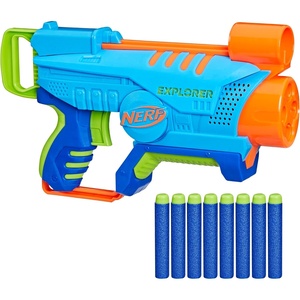NERF Elite Junior Explorer Easy-Play Toy Foam Blaster, 8 Darts for Kids Outdoor Games, Ages 6 & Up