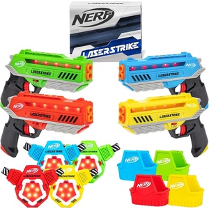 NERF Laser Strike 4 Player Laser Tag Game Pack Complete with 4 300ft Range Blasters, 4 Target Vests & 4 Holsters – Indoor or Outdoor Play Arcade Games, Toys for Kids & Family