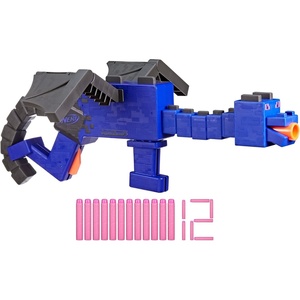 NERF Minecraft Ender Dragon Blaster, 4-Dart Internal Clip, 12 NERF Elite Foam Darts, Design Inspired by Mob in The Game