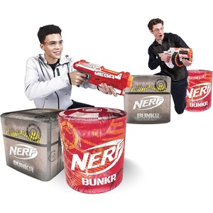 Nerf Bunkr Battle Stackers Inflatable BattleZone Shield Bunker Barricade Crates and Barrels – Perfect for NERF War (Pack of 4)