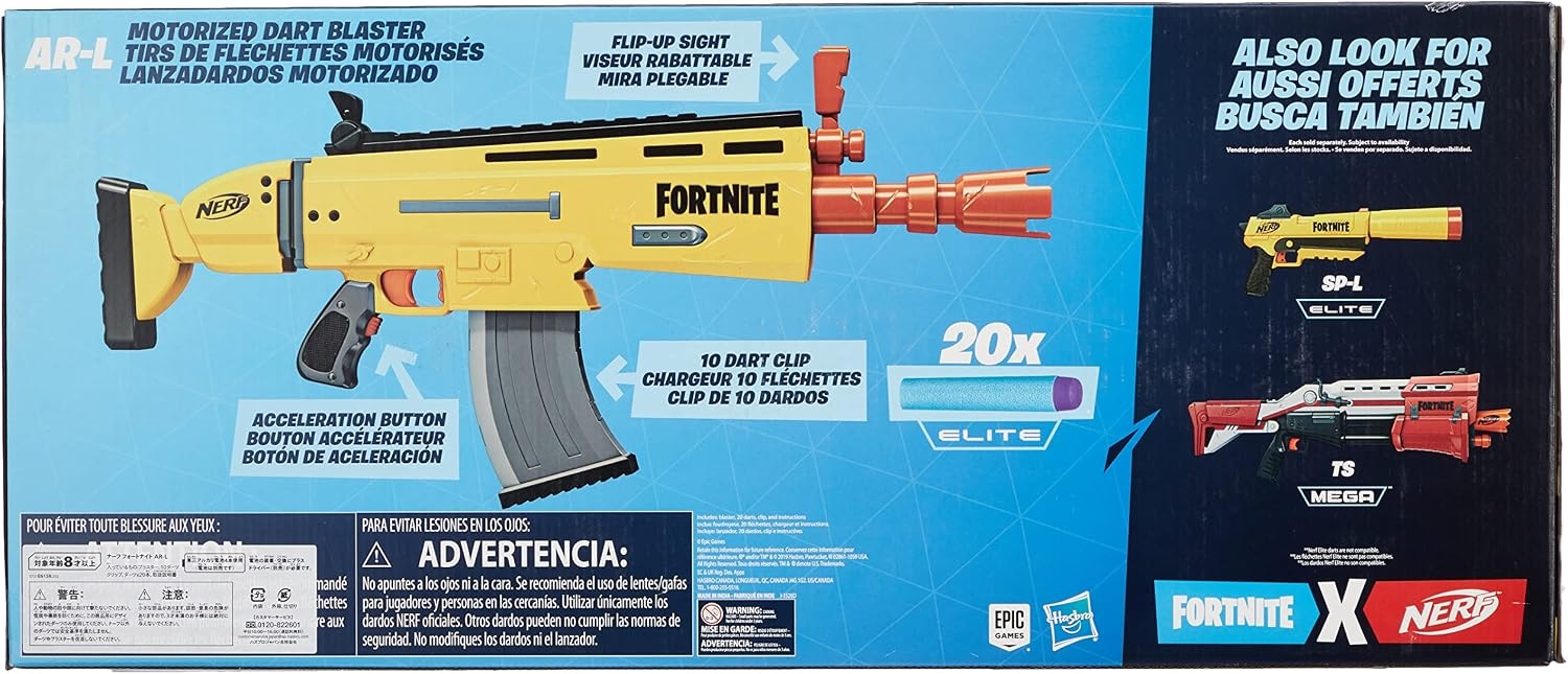 image:imageFortnite ARL Nerf Elite Dart Blaster Motorized Toy Blaster 20 Official Nerf Fortnite Elite Darts Flip Up Sights for Youth Teens AdultsStandard