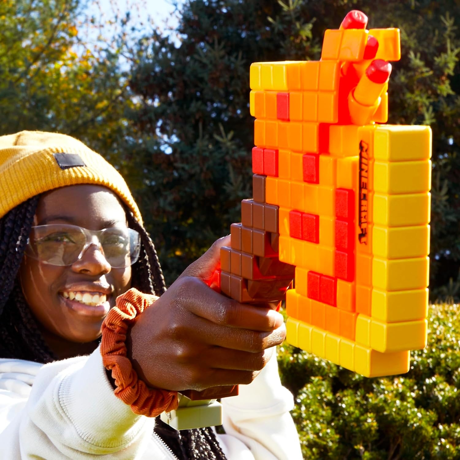 image:imageNERF Minecraft Firebrand Dart Blasting Axe 6 Elite Foam Darts Design Inspired by Minecraft Axe in The Game Pull Down Priming Minecraft Toys