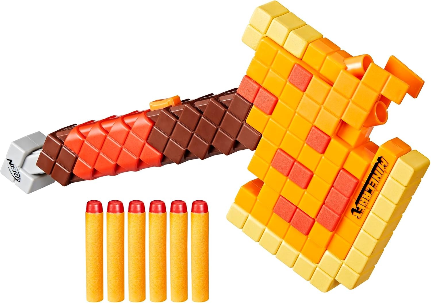 image:imageNERF Minecraft Firebrand Dart Blasting Axe 6 Elite Foam Darts Design Inspired by Minecraft Axe in The Game Pull Down Priming Minecraft Toys