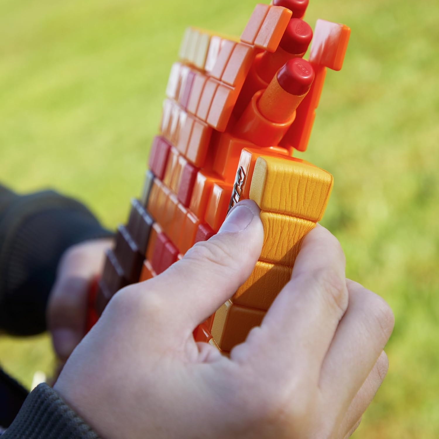 image:imageNERF Minecraft Firebrand Dart Blasting Axe 6 Elite Foam Darts Design Inspired by Minecraft Axe in The Game Pull Down Priming Minecraft Toys