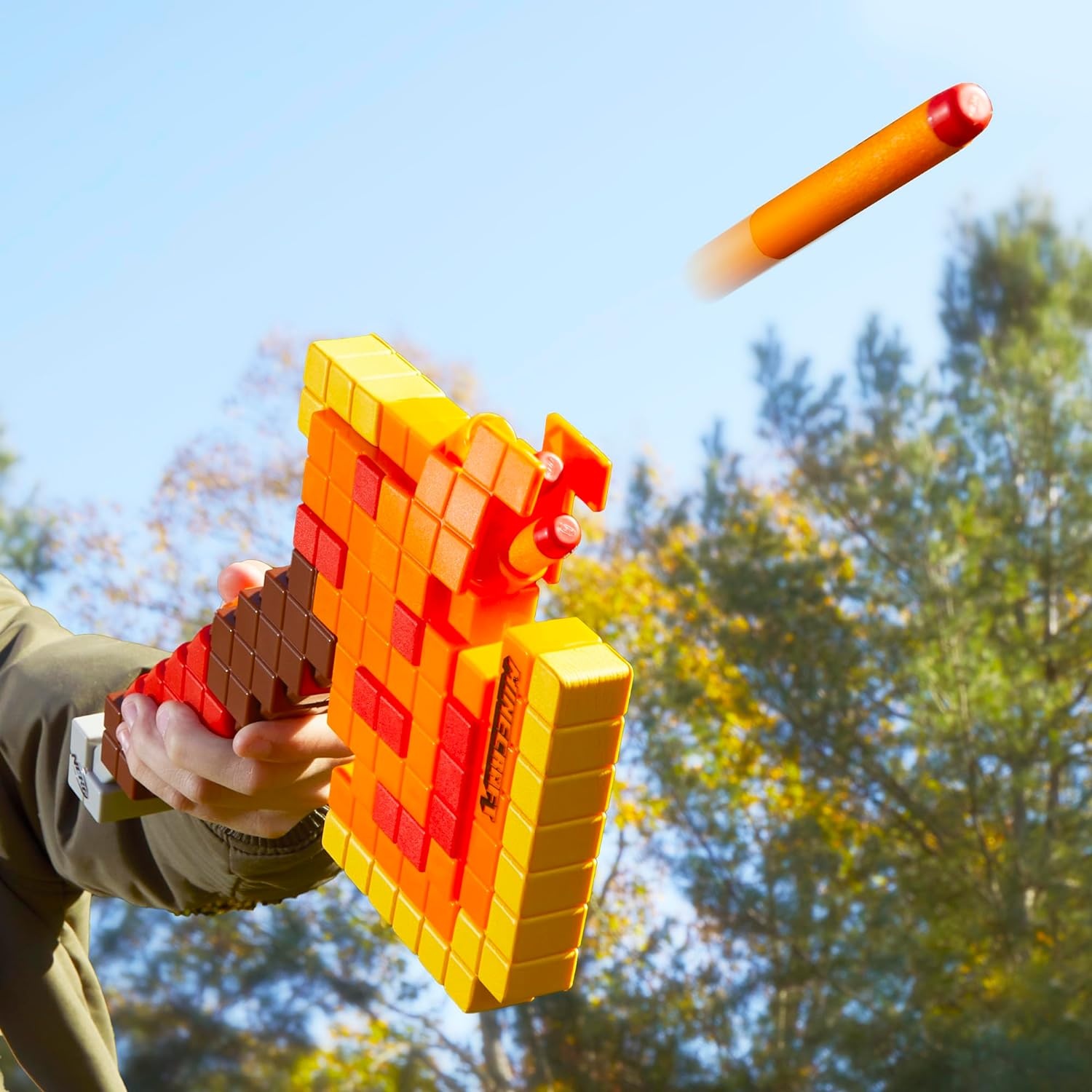image:imageNERF Minecraft Firebrand Dart Blasting Axe 6 Elite Foam Darts Design Inspired by Minecraft Axe in The Game Pull Down Priming Minecraft Toys