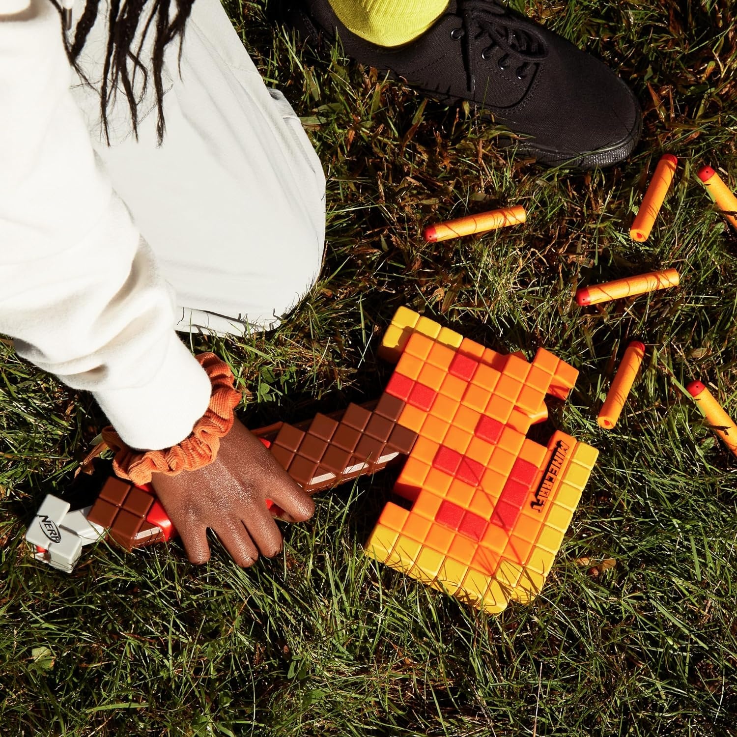 image:imageNERF Minecraft Firebrand Dart Blasting Axe 6 Elite Foam Darts Design Inspired by Minecraft Axe in The Game Pull Down Priming Minecraft Toys