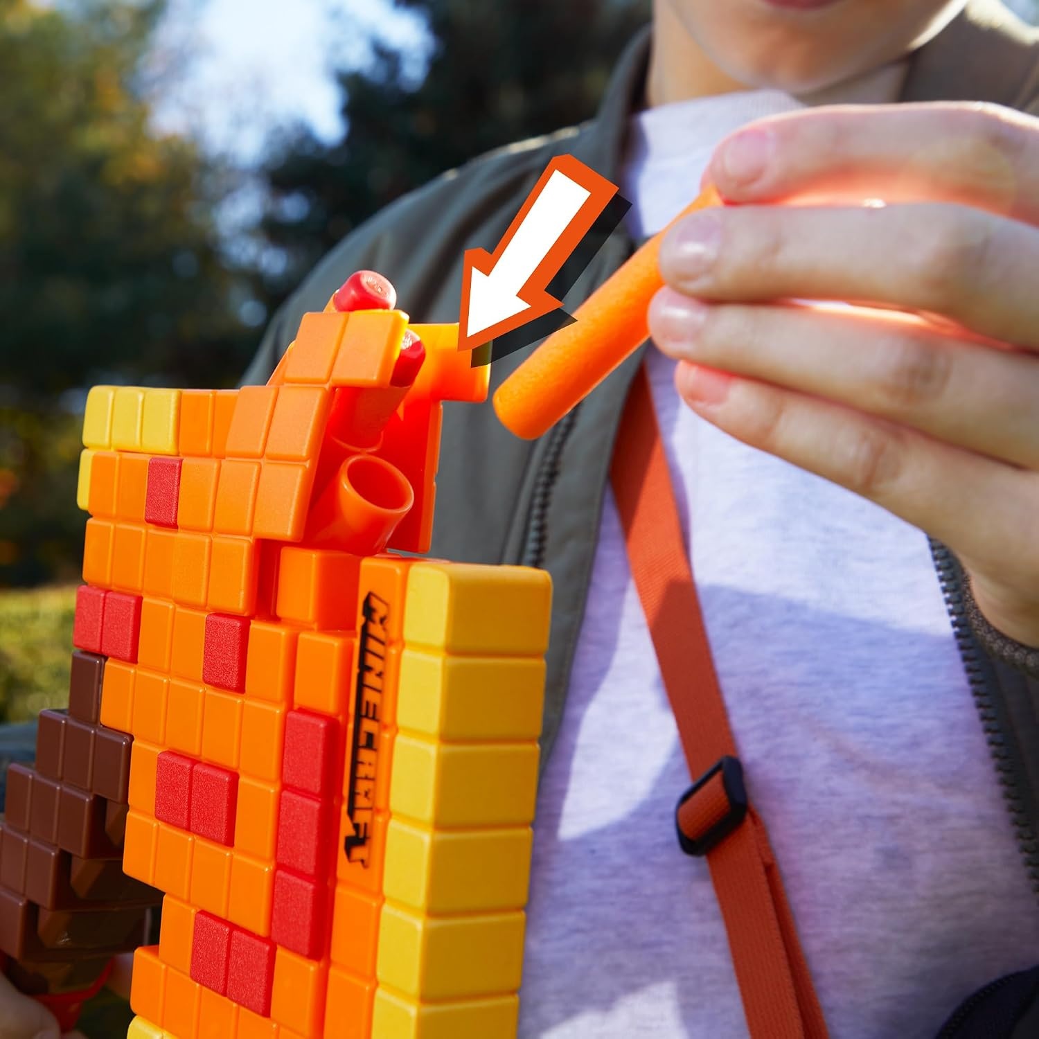 image:imageNERF Minecraft Firebrand Dart Blasting Axe 6 Elite Foam Darts Design Inspired by Minecraft Axe in The Game Pull Down Priming Minecraft Toys